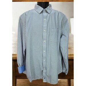 Johnston & Murphy Mens Blue/Brown Plaid Dress Shirt XL